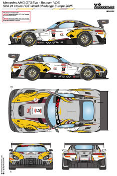 1/24 Decal Mercedes AMG GT3 Evo  Boutsen VDS SPA 24 Hours / GT World Challenge Europe 2025 (24131 LBProduction)